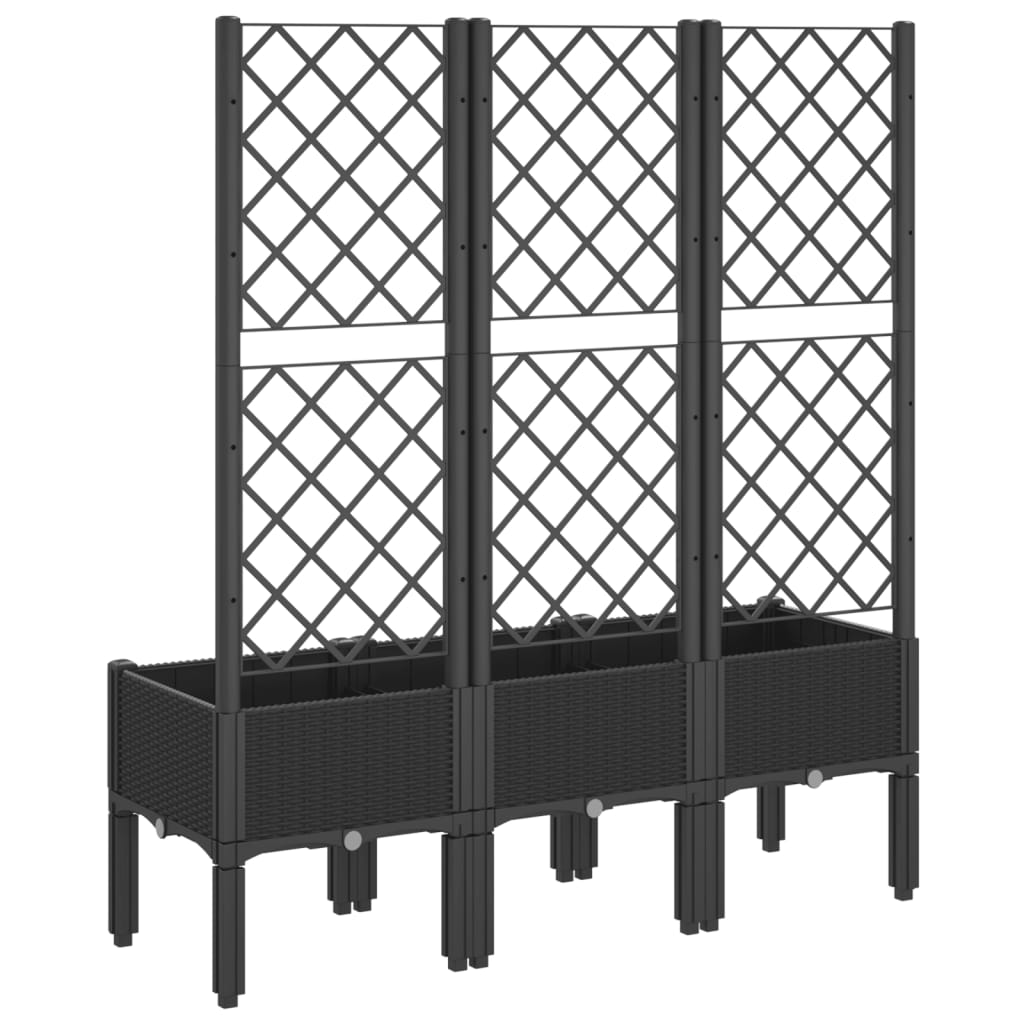 NNEVL Garden Planter with Trellis Black 120x40x142 cm PP