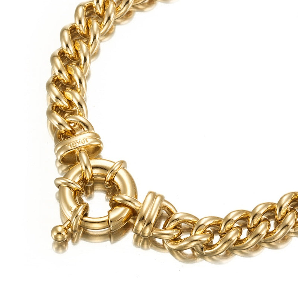 18ct Heavy Yellow Gold Plated Euro Chain Bracelet with Bolt Clasp - USA Made-0
