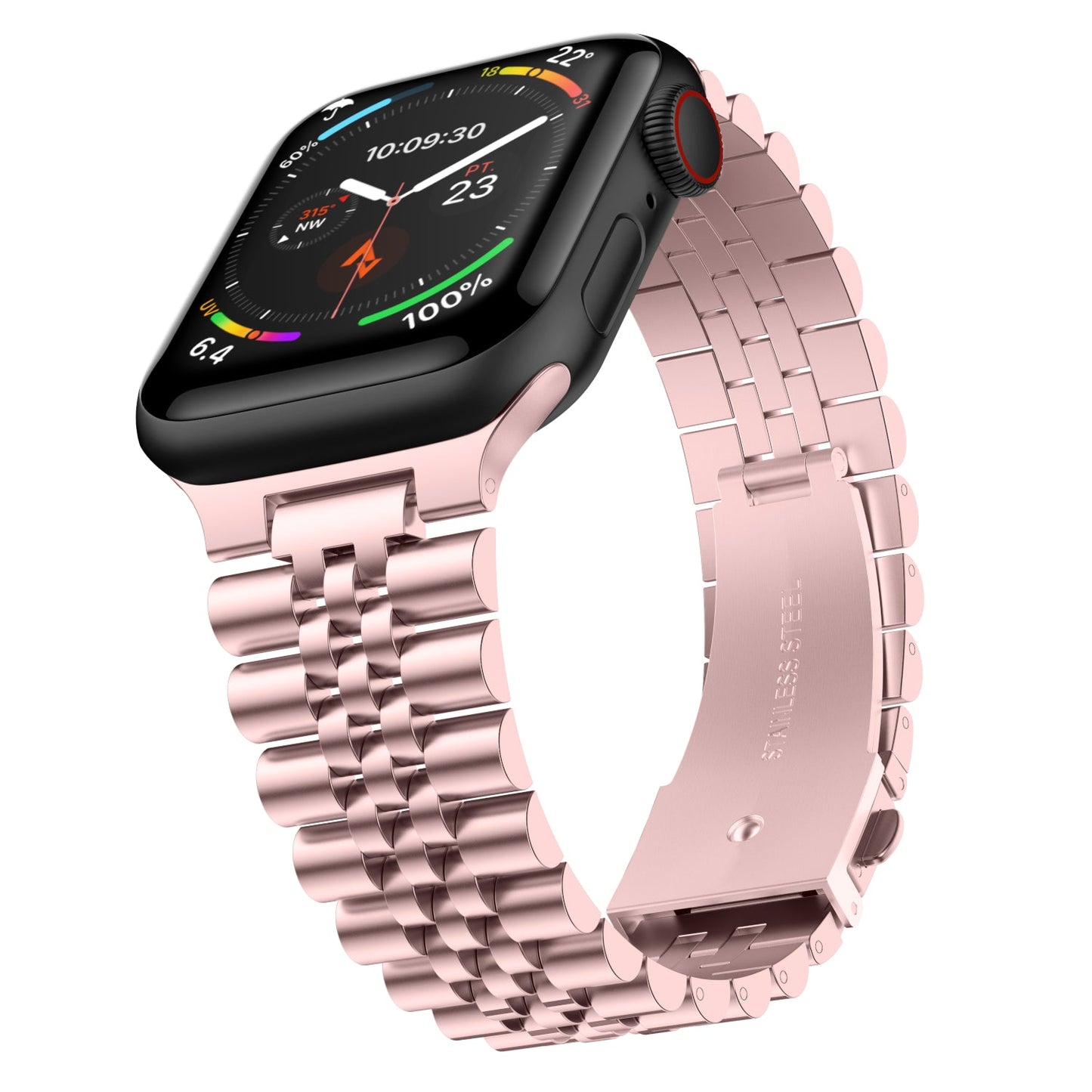 Stainless Steel Link Bracelet Band - The Perth in Rose Gold Small - Compatible with Apple Watch Size 38mm to 41mm-0