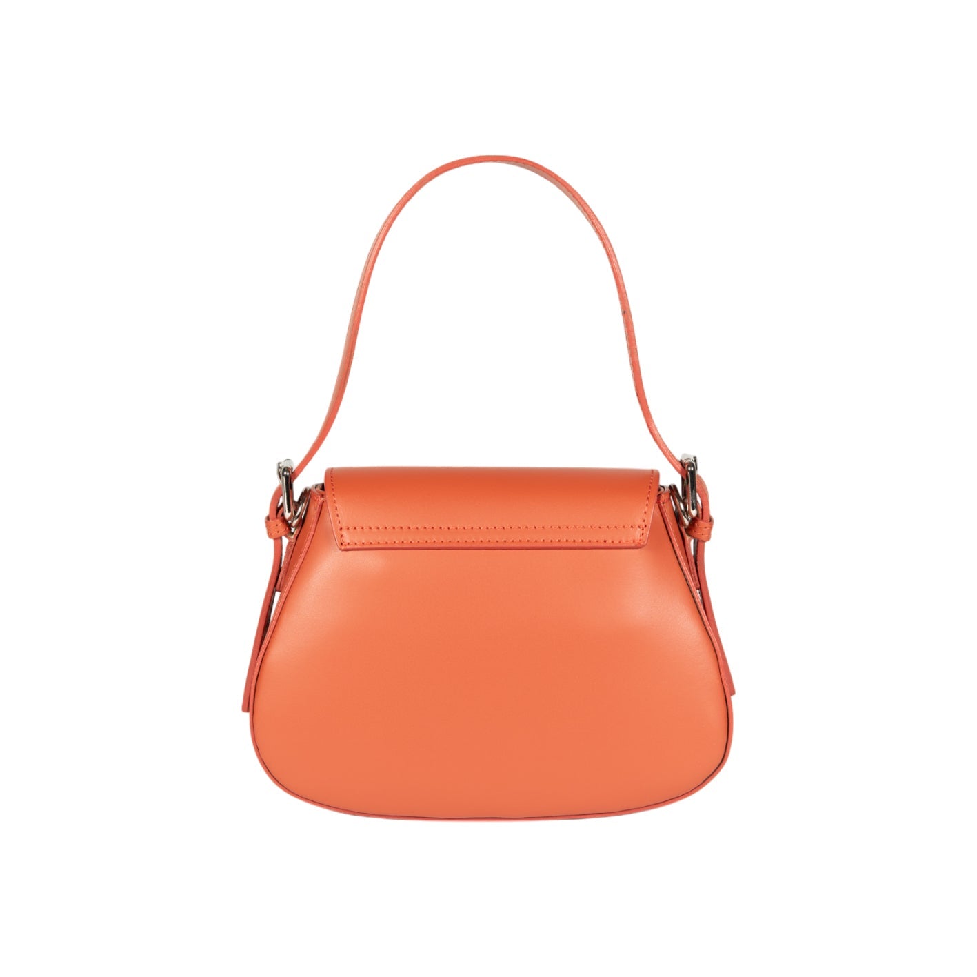 RB1030AM | Borsa Donna a Spalla EMMA con pattina in Vera Pelle Made in Italy. Accessori in metallo Argento Lucido - Colore Paprika - Dimensioni: cm 24 x 18 x 9 + 14,5 (Luce manico)