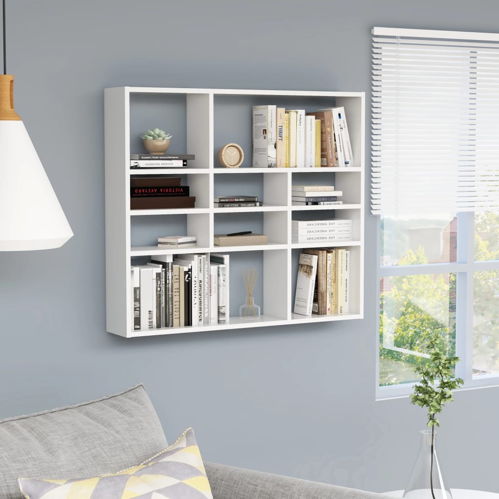 NNEVL Wall Shelf White 90x16x78 cm Chipboard