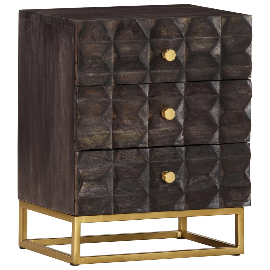 NNEVL Bed Cabinet Black 40x30x50 cm Solid Mango Wood