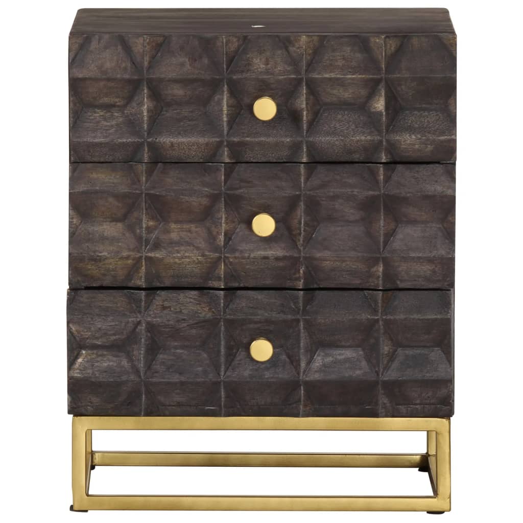 NNEVL Bed Cabinet Black 40x30x50 cm Solid Mango Wood