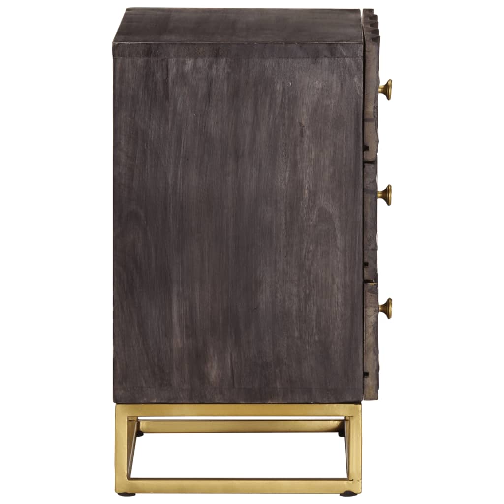 NNEVL Bed Cabinet Black 40x30x50 cm Solid Mango Wood