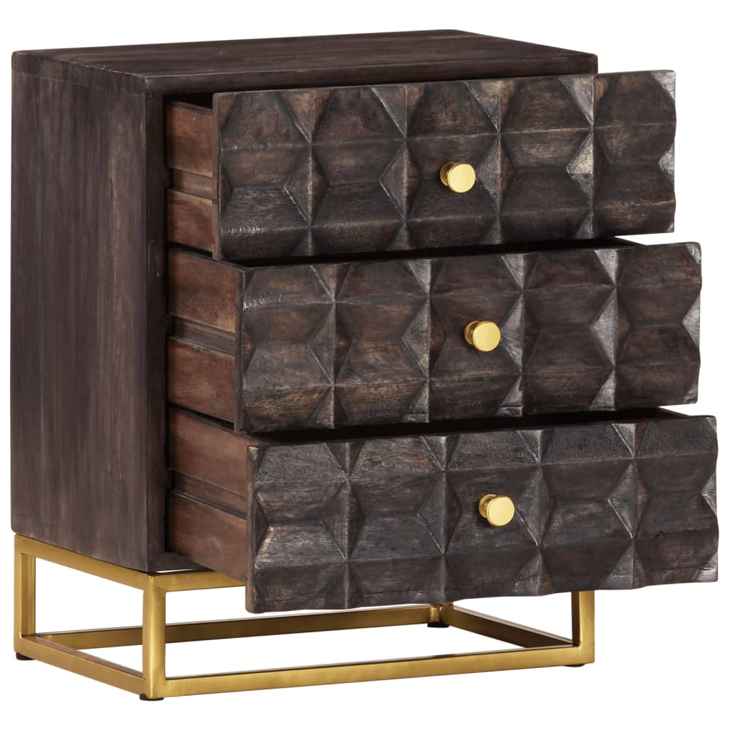 NNEVL Bed Cabinet Black 40x30x50 cm Solid Mango Wood