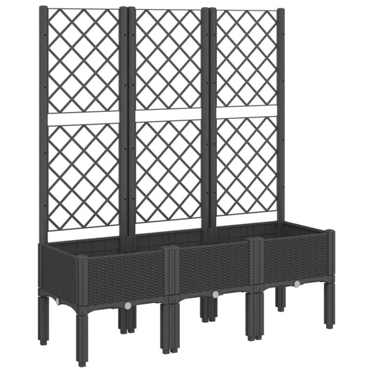 NNEVL Garden Planter with Trellis Black 120x40x142 cm PP