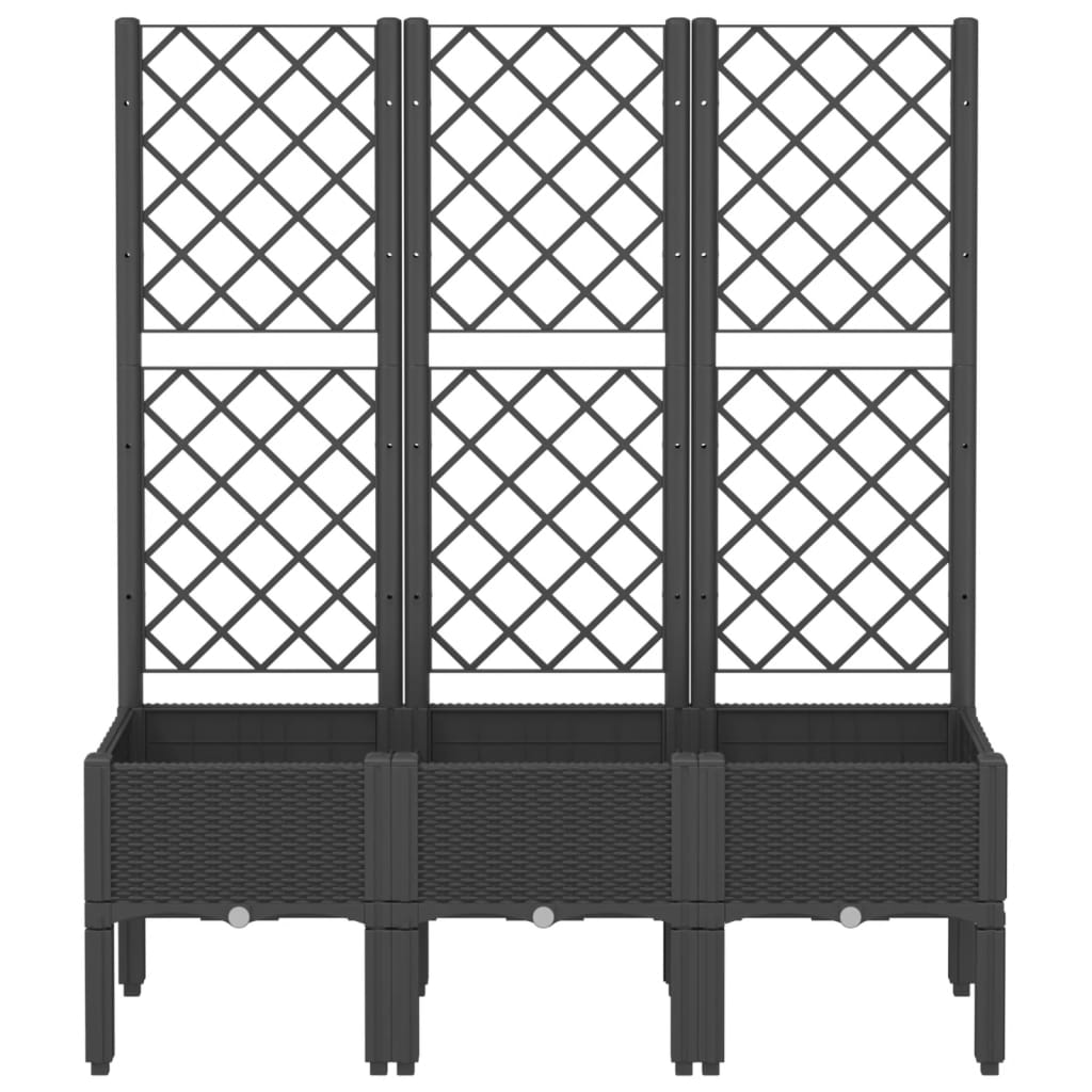 NNEVL Garden Planter with Trellis Black 120x40x142 cm PP