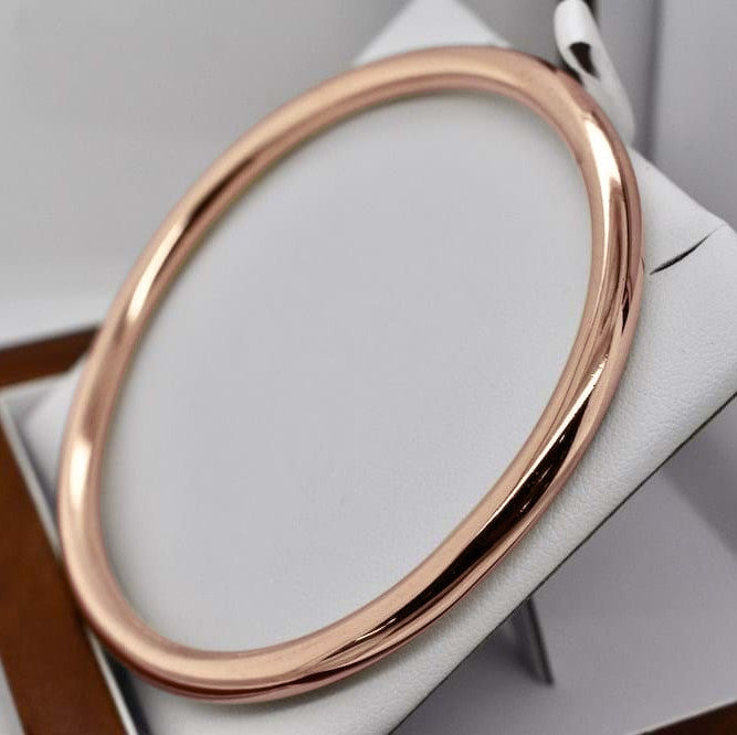18ct Heavy Rose Gold Plated Classic 5mm Wide Solid Golf Bangle-0