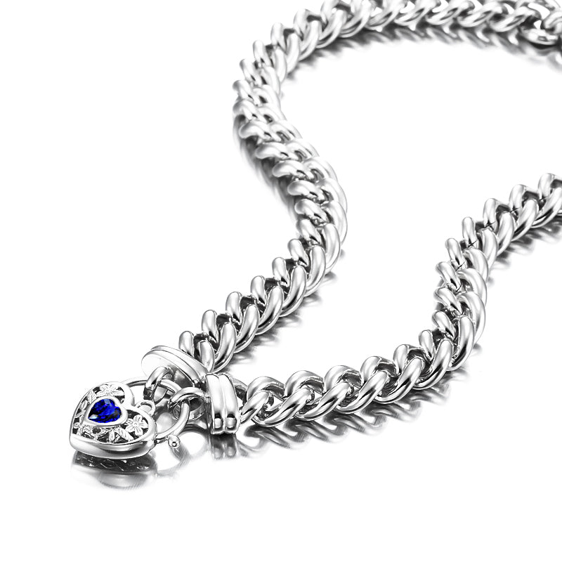 925 Sterling Silver Plated Euro Chain Necklace with a Dark Blue Filigree Locket - USA Made-1