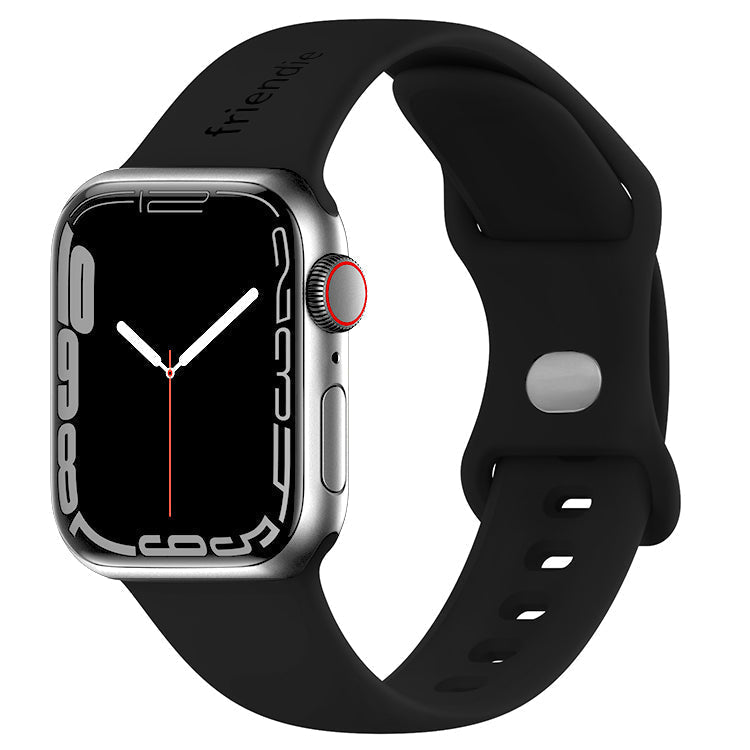 Silicone Sports Band Black with Silver Pin - The Noosa Small - Compatible with Apple Watch Size 38mm to 41mm-0