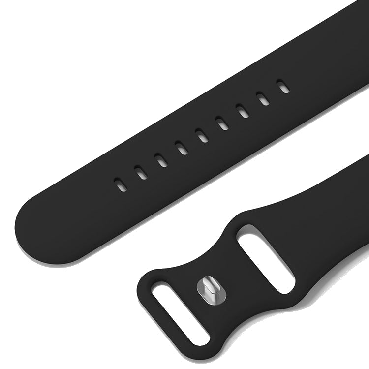 Silicone Sports Band Black with Silver Pin - The Noosa Small - Compatible with Apple Watch Size 38mm to 41mm-1