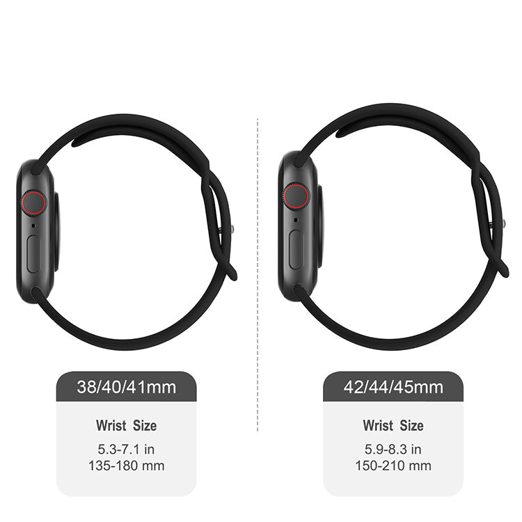 Silicone Sports Band Black with Silver Pin - The Noosa Small - Compatible with Apple Watch Size 38mm to 41mm-2