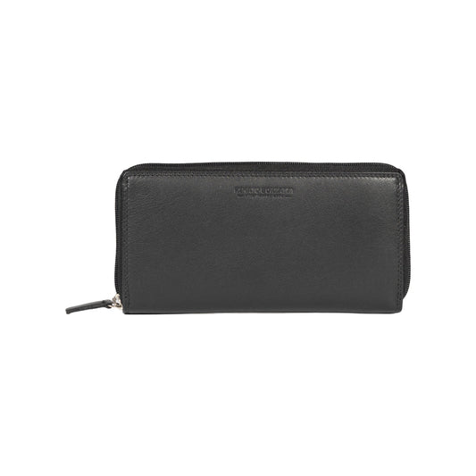 RB12080A | Portafogli Donna in Vera Pelle pieno fiore, con leggera grana. Colore Nero. Protezione RFID. Dimensioni: cm 20 x 10 x 2,5. Confezione: Scatola regalo fondo/coperchio