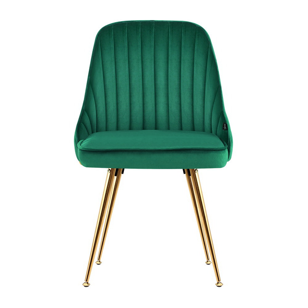 NNEDSZ Set of 2 Dining Chairs Retro Chair Cafe Kitchen Modern Metal Legs Velvet Green