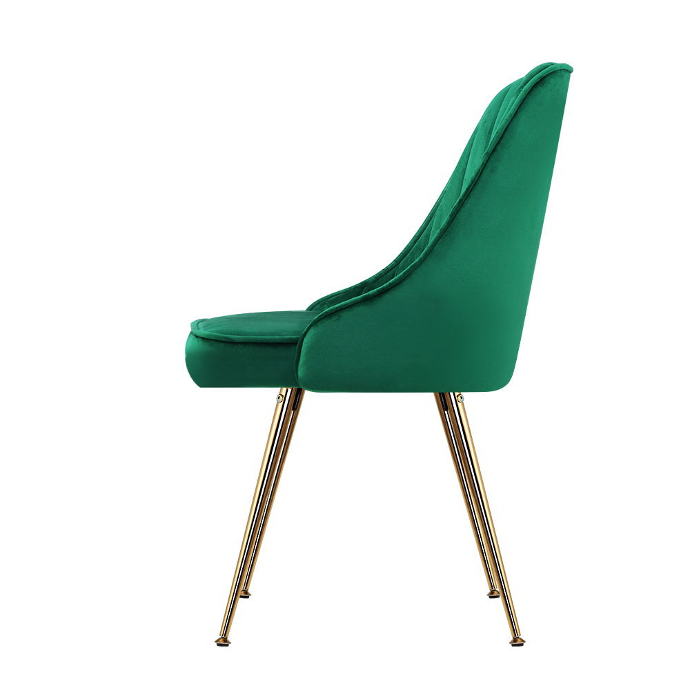 NNEDSZ Set of 2 Dining Chairs Retro Chair Cafe Kitchen Modern Metal Legs Velvet Green