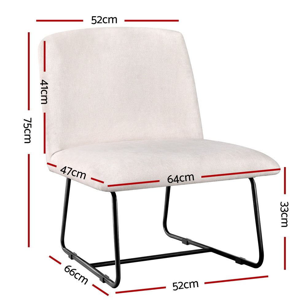 NNEDSZ Artiss Accent Chair Armless Armchair Sled Cross Leg Beige