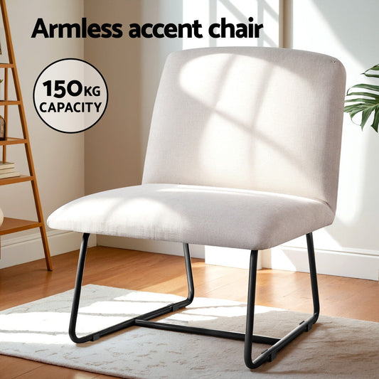 NNEDSZ Artiss Accent Chair Armless Armchair Sled Cross Leg Beige